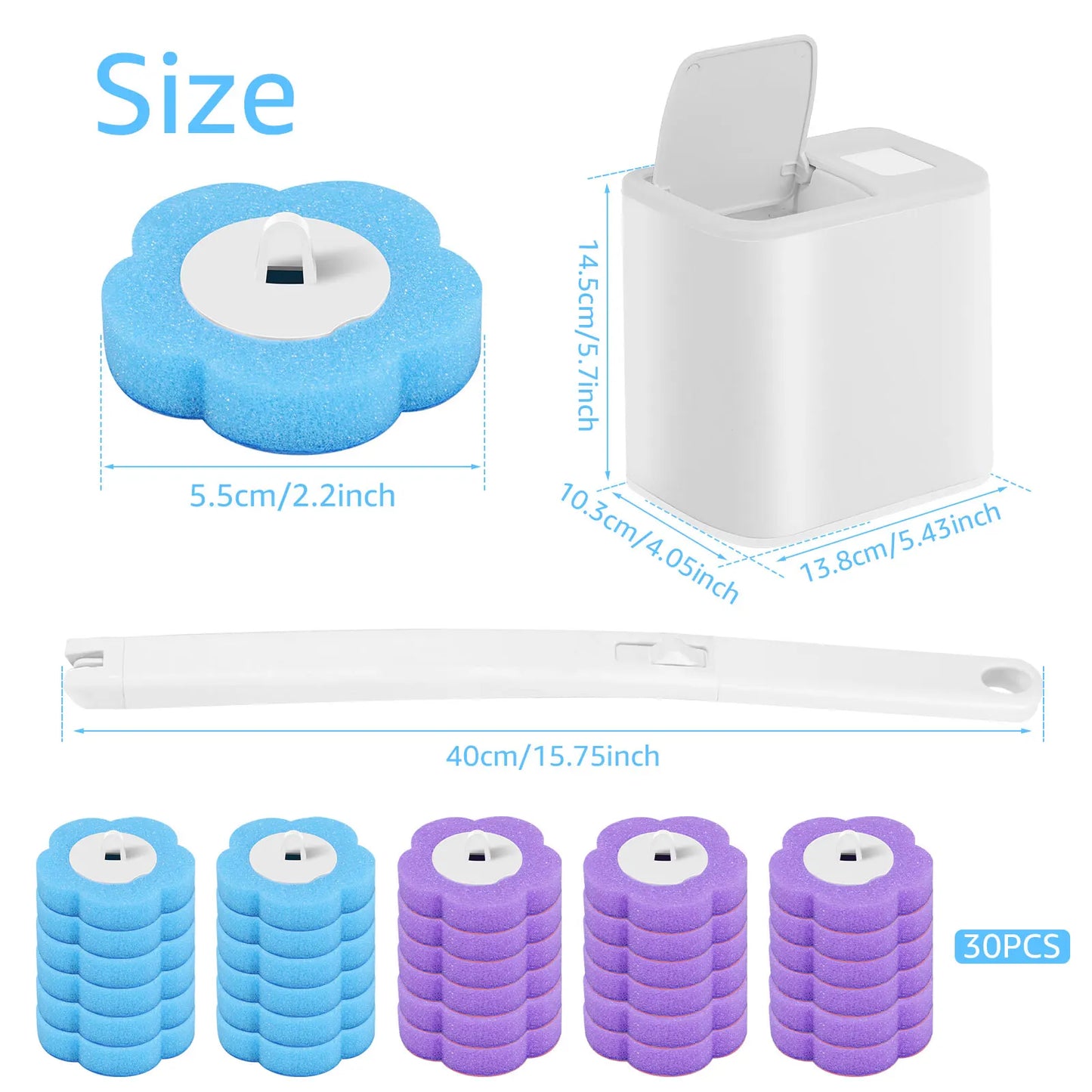 New Toilet Brush Disposable Replacement Head Cleaning Kit with Lengthened Handle Auto Lid Opening Toilet Bowl Cleaner Pad Kit