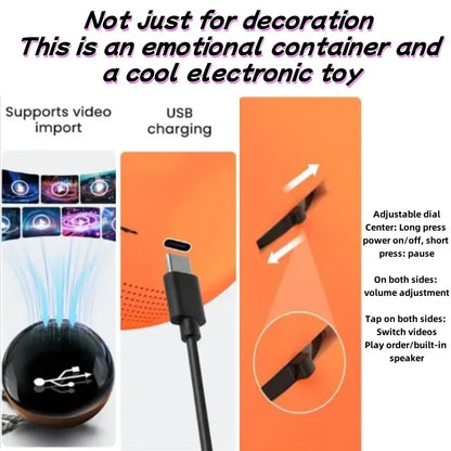 Customizable Video Glass Ball DIY Art Glass Ball Lamp - Spherical Pixel Display, Detachable Video and Sound Game Screen