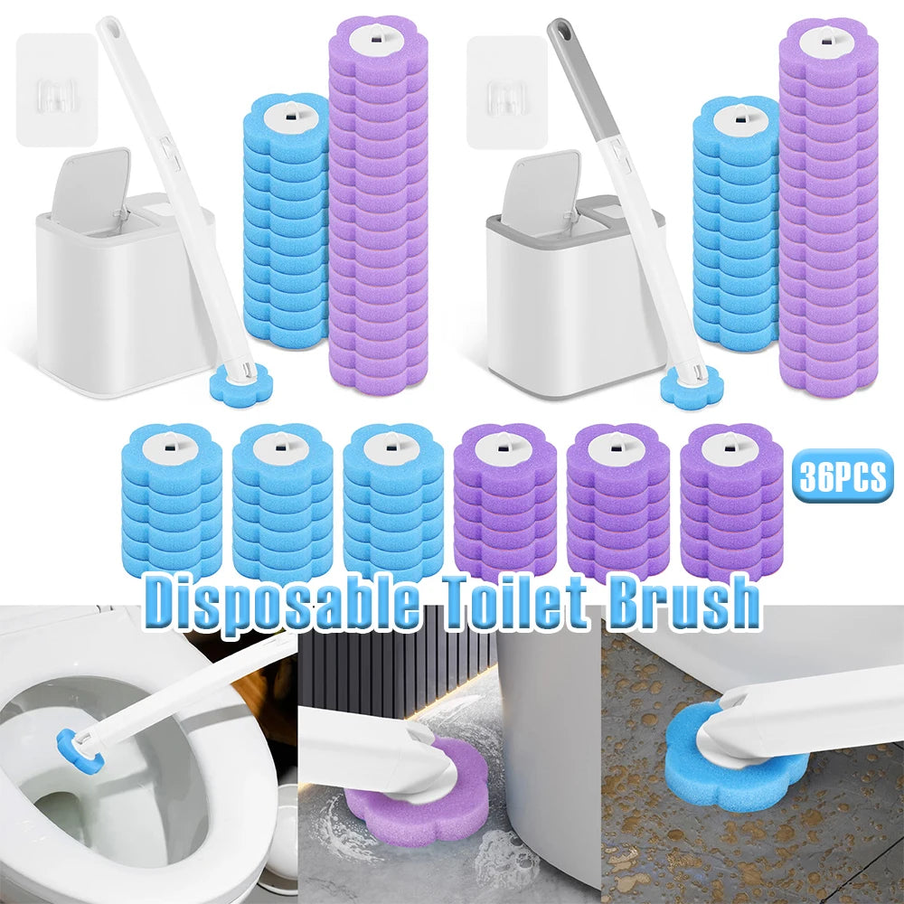 New Toilet Brush Disposable Replacement Head Cleaning Kit with Lengthened Handle Auto Lid Opening Toilet Bowl Cleaner Pad Kit